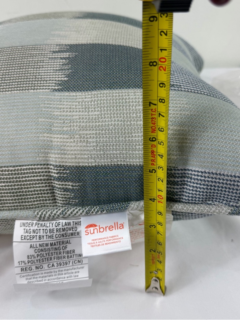 4 Sunbrella 20" X 20" Toss Pillows Coastal Calm Collection Blue Gray White NEW - Picture 13 of 13